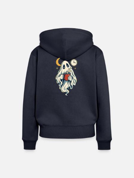 Geisterschicht – Kaffee nach Mitternacht - Frauen Premium Bio Zip Hoodie - Navy