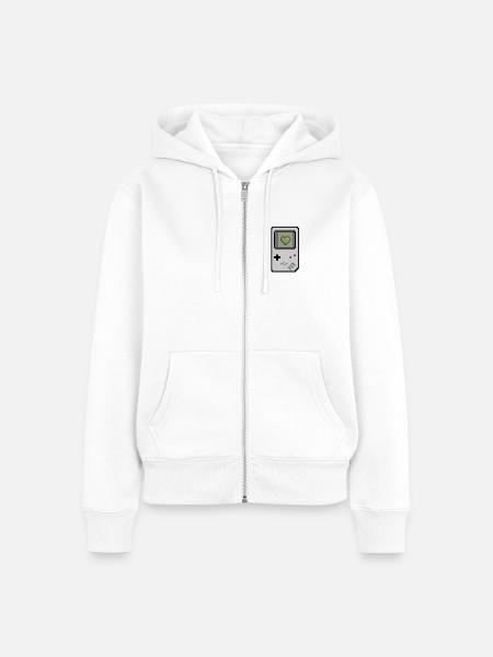 Retrokonsole - Frauen Premium Bio Zip Hoodie - Weiß