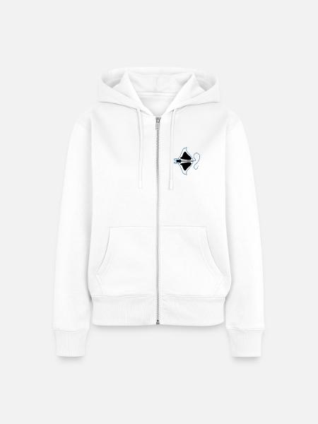 Blauer Umriss Manta-Silhouette - Frauen Premium Bio Zip Hoodie - Weiß
