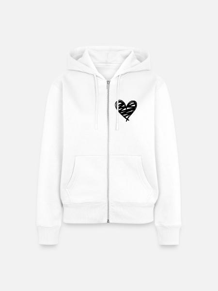 Herz - Frauen Premium Bio Zip Hoodie - Weiß
