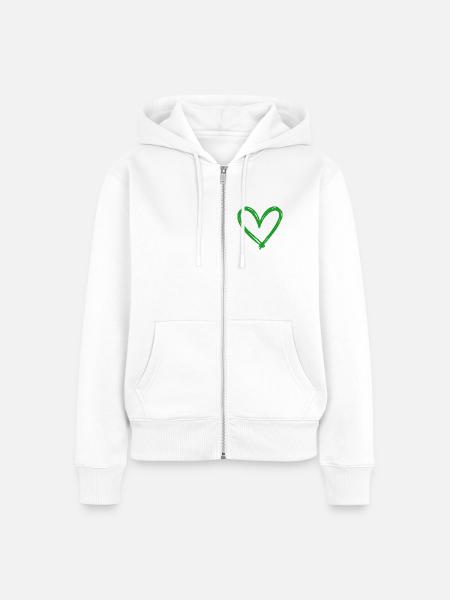 Herz - Frauen Premium Bio Zip Hoodie - Weiß