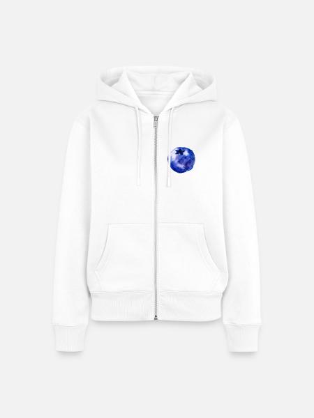 Blaubeere - Frauen Premium Bio Zip Hoodie - Weiß