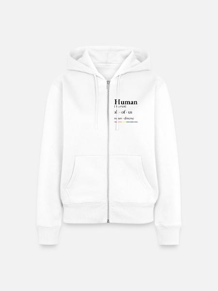 Human – Gay Pride LGBTQ+ LGBTQIA+ Diversity - Frauen Premium Bio Zip Hoodie - Weiß