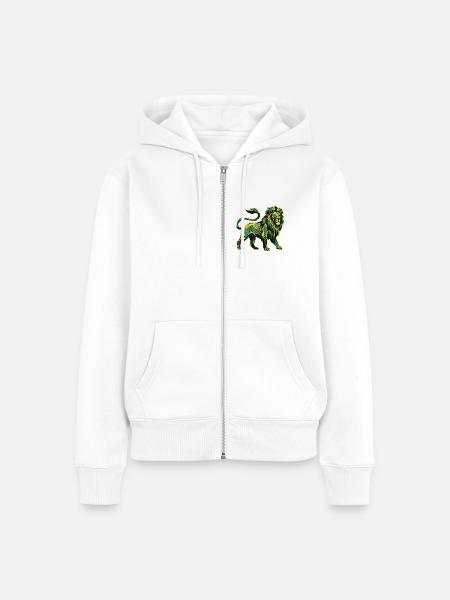 Lion Roots Reggae - Frauen Premium Bio Zip Hoodie - Weiß