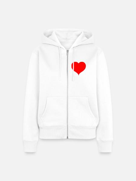 Rotes Herz Minimalstil - Frauen Premium Bio Zip Hoodie - Weiß
