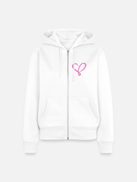 Herz pink - Frauen Premium Bio Zip Hoodie - Weiß