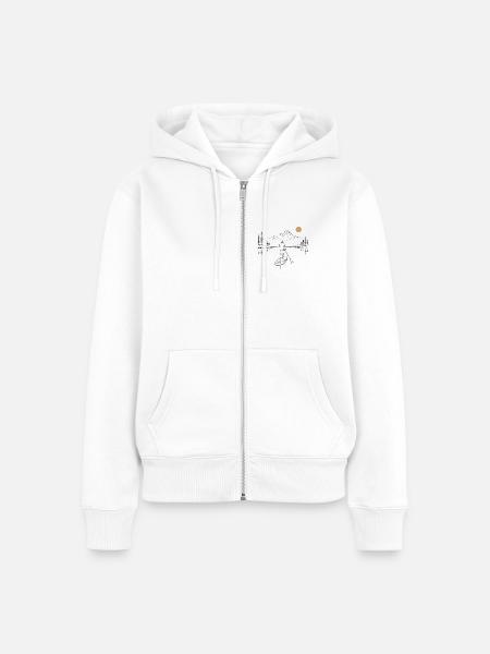 Stand-Up-Paddle am See - Frauen Premium Bio Zip Hoodie - Weiß
