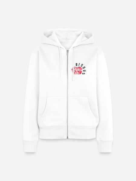 Küsse – Minimalistische Popkunst - Frauen Premium Bio Zip Hoodie - Weiß