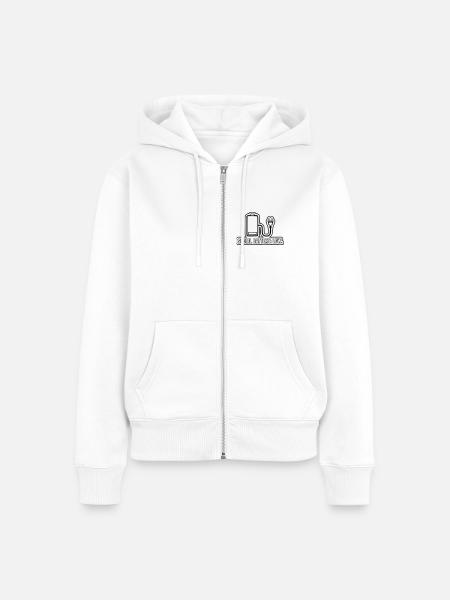 Social Batterie: Low - Frauen Premium Bio Zip Hoodie - Weiß