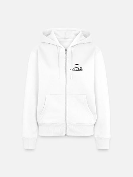 Battery low – Süße Katze Minimal Statement - Frauen Premium Bio Zip Hoodie - Weiß