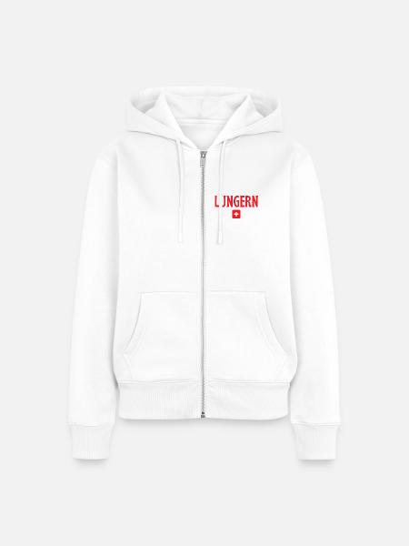 Lungern Swiss Cross  - Frauen Premium Bio Zip Hoodie - Weiß