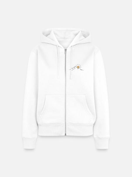 Berg Sonne - Frauen Premium Bio Zip Hoodie - Weiß