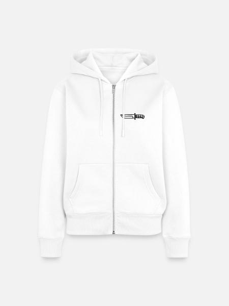 Überlebensmesser - Frauen Premium Bio Zip Hoodie - Weiß