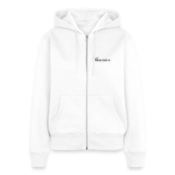 Beatrice, personalisierte Kleidung - Frauen Premium Bio Zip Hoodie - Weiß - Vorne - AI Model Female 172 light (172cm)