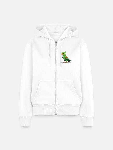 Pixel Papagei – Retro 8-Bit Style - Frauen Premium Bio Zip Hoodie - Weiß