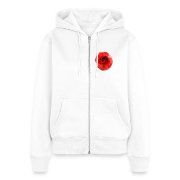 Roter Blütenzauber Camellia - Frauen Premium Bio Zip Hoodie - Weiß - Vorne - AI Model Female 172 light (172cm)