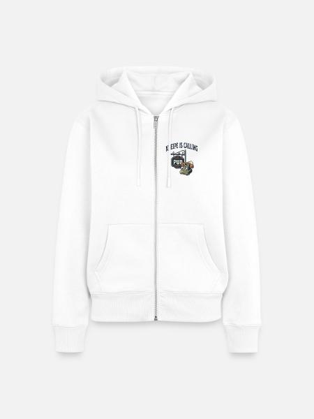 Kneipe is calling - Frauen Premium Bio Zip Hoodie - Weiß