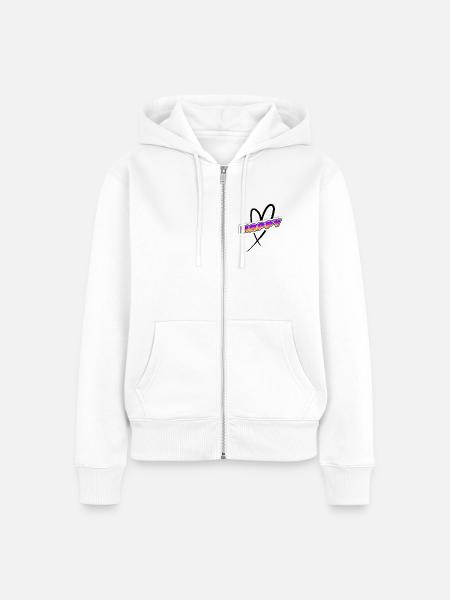 HAPPY Retro Sunset Neon - Frauen Premium Bio Zip Hoodie - Weiß