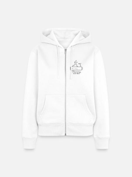 Training lädt Akku - Frauen Premium Bio Zip Hoodie - Weiß