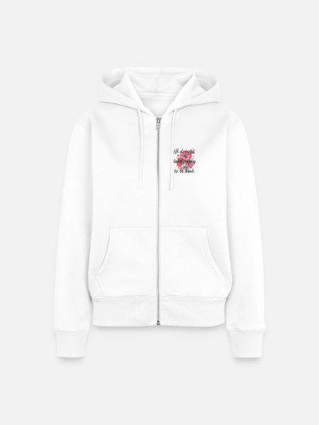 Sei nett Blütenzitat - Frauen Premium Bio Zip Hoodie - Weiß