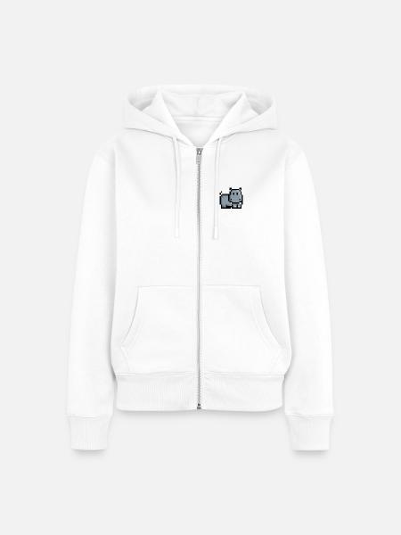 Retro Hippo - Frauen Premium Bio Zip Hoodie - Weiß