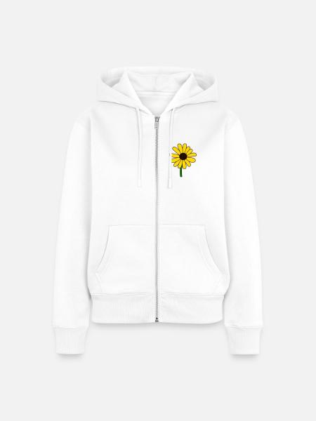 Minimalistisches Sonnenblumen Design - Frauen Premium Bio Zip Hoodie - Weiß