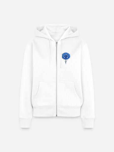 Blaue Blume - Frauen Premium Bio Zip Hoodie - Weiß