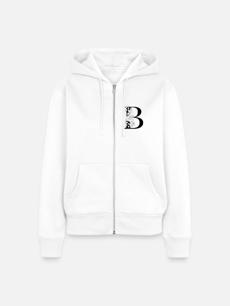Alphabet B - Frauen Premium Bio Zip Hoodie - Weiß