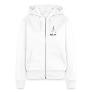 Boot - Frauen Premium Bio Zip Hoodie - Weiß - Vorne - AI Model Female 172 light (172cm)