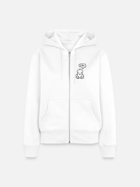lustiges Junior-LOL-Emoticon - Frauen Premium Bio Zip Hoodie - Weiß