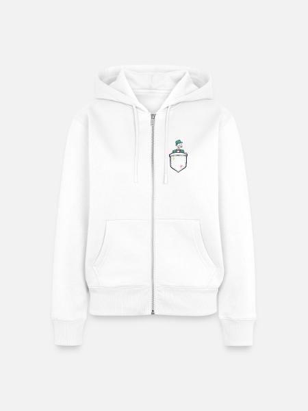 Pocket Skelett - Frauen Premium Bio Zip Hoodie - Weiß