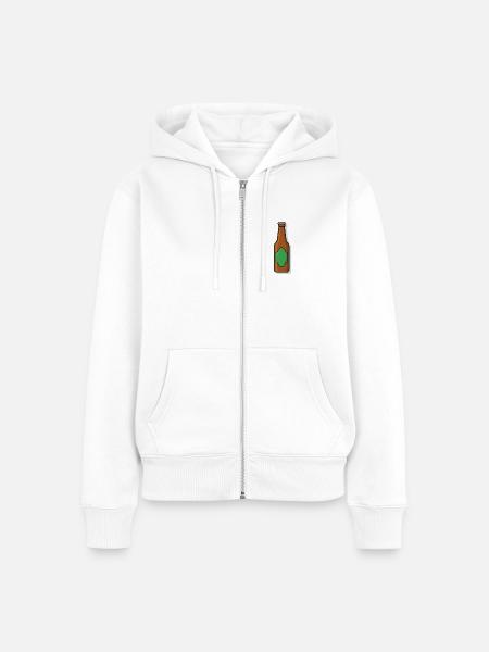 Retro Bierflasche Illustration - Frauen Premium Bio Zip Hoodie - Weiß