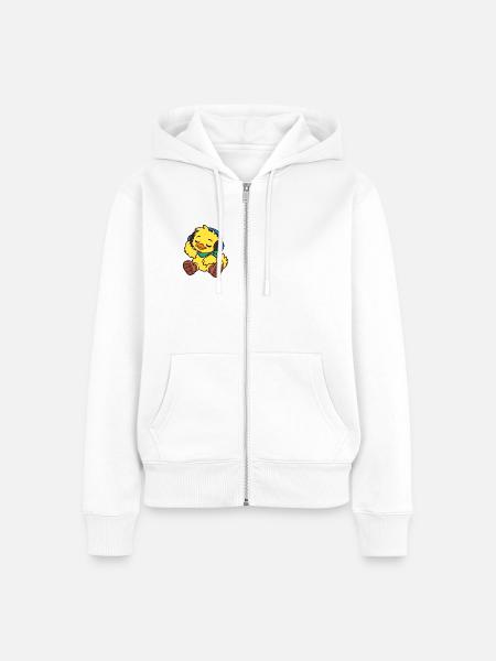 Happy Duck mit Kopfhörern - Frauen Premium Bio Zip Hoodie - Weiß