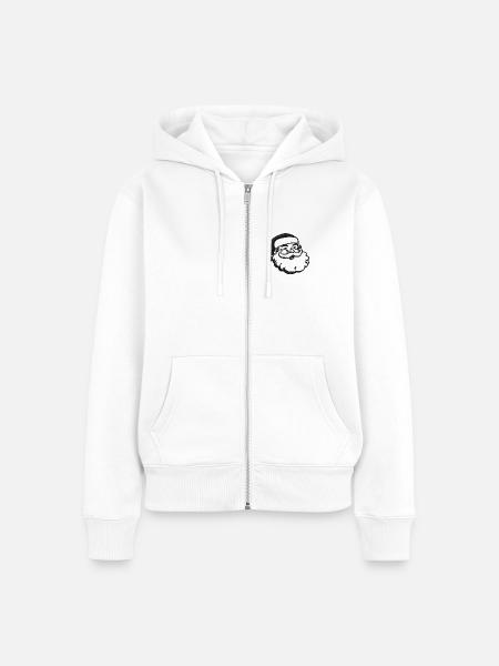 Santa bestickt - Frauen Premium Bio Zip Hoodie - Weiß