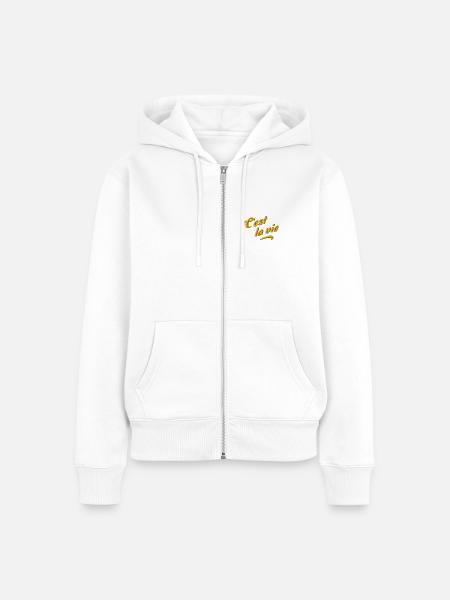 C’est la vie bestickt - Frauen Premium Bio Zip Hoodie - Weiß