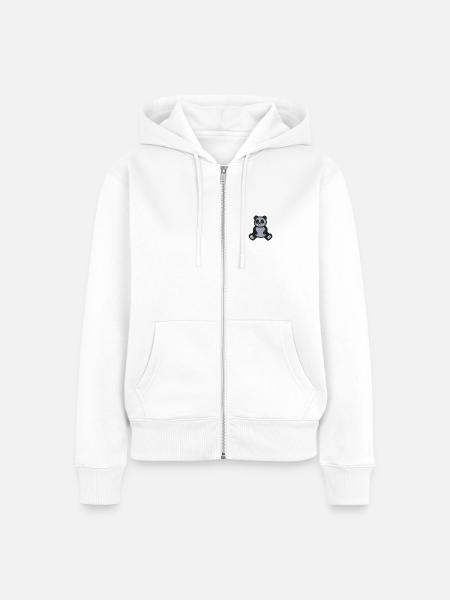 Panda bestickt - Frauen Premium Bio Zip Hoodie - Weiß