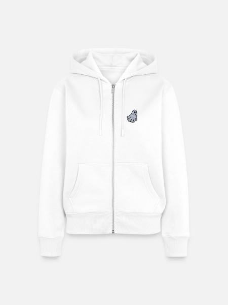 Ghost - Frauen Premium Bio Zip Hoodie - Weiß