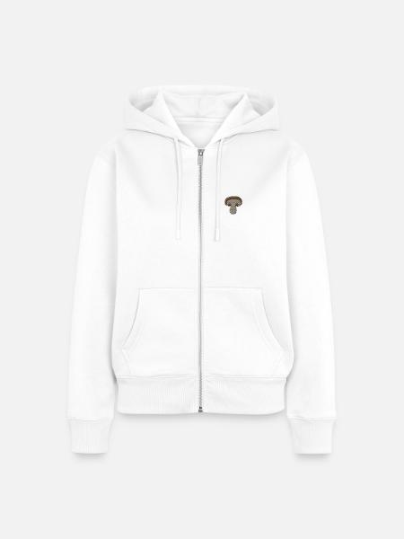Champignon bestickt - Frauen Premium Bio Zip Hoodie - Weiß