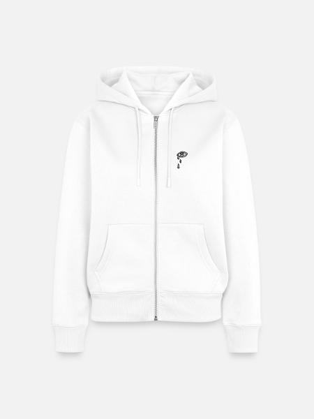 Weinendes Auge - Frauen Premium Bio Zip Hoodie - Weiß