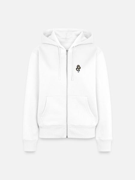 Schlange - Frauen Premium Bio Zip Hoodie - Weiß