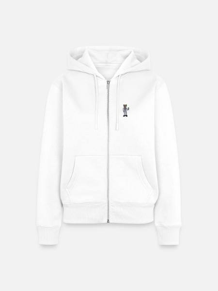 Teddybär 6 bestickt - Frauen Premium Bio Zip Hoodie - Weiß