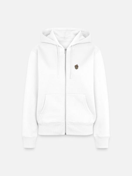 Eichel bestickt - Frauen Premium Bio Zip Hoodie - Weiß