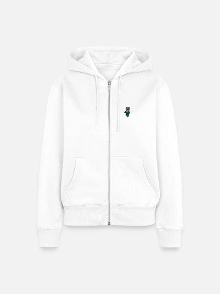 Teddybär Teenager - Frauen Premium Bio Zip Hoodie - Weiß