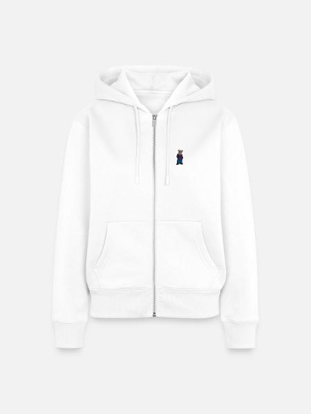 Teddybär 2 bestickt - Frauen Premium Bio Zip Hoodie - Weiß