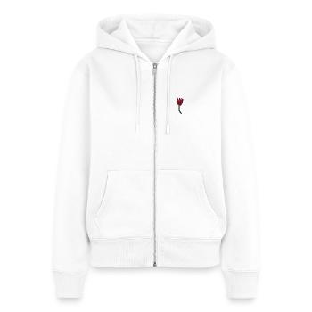 Tulipe brodée - Sweat à capuche zippé Premium bio Femme - blanc - Devant - AI Model Female 172 light (172cm)
