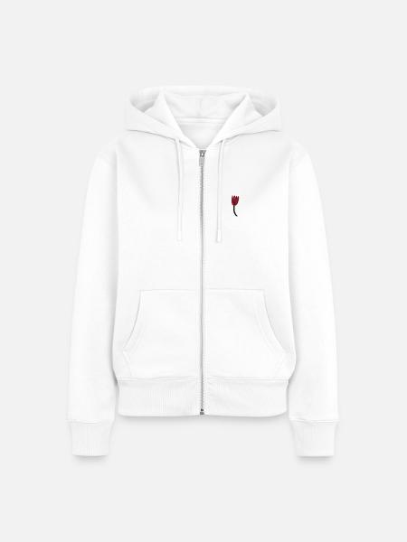 Tulpe bestickt - Frauen Premium Bio Zip Hoodie - Weiß