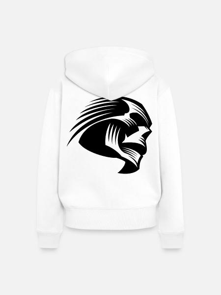 Totenkopf - Frauen Premium Bio Zip Hoodie - Weiß