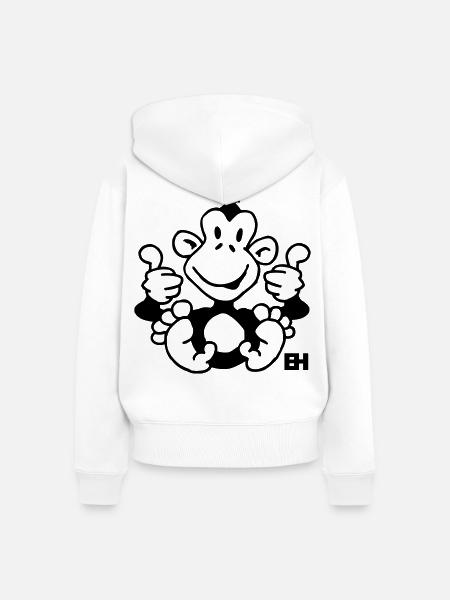 Affe - Frauen Premium Bio Zip Hoodie - Weiß