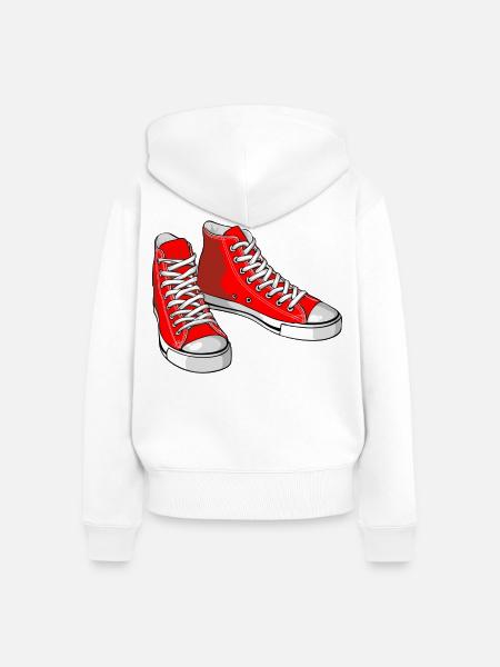 Rote Turnschuhe - Frauen Premium Bio Zip Hoodie - Weiß