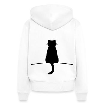 Katze Silhouette Kater Kätzchen minimal - Frauen Premium Bio Zip Hoodie - Weiß - Hinten - AI Model Female 172 light (172cm)
